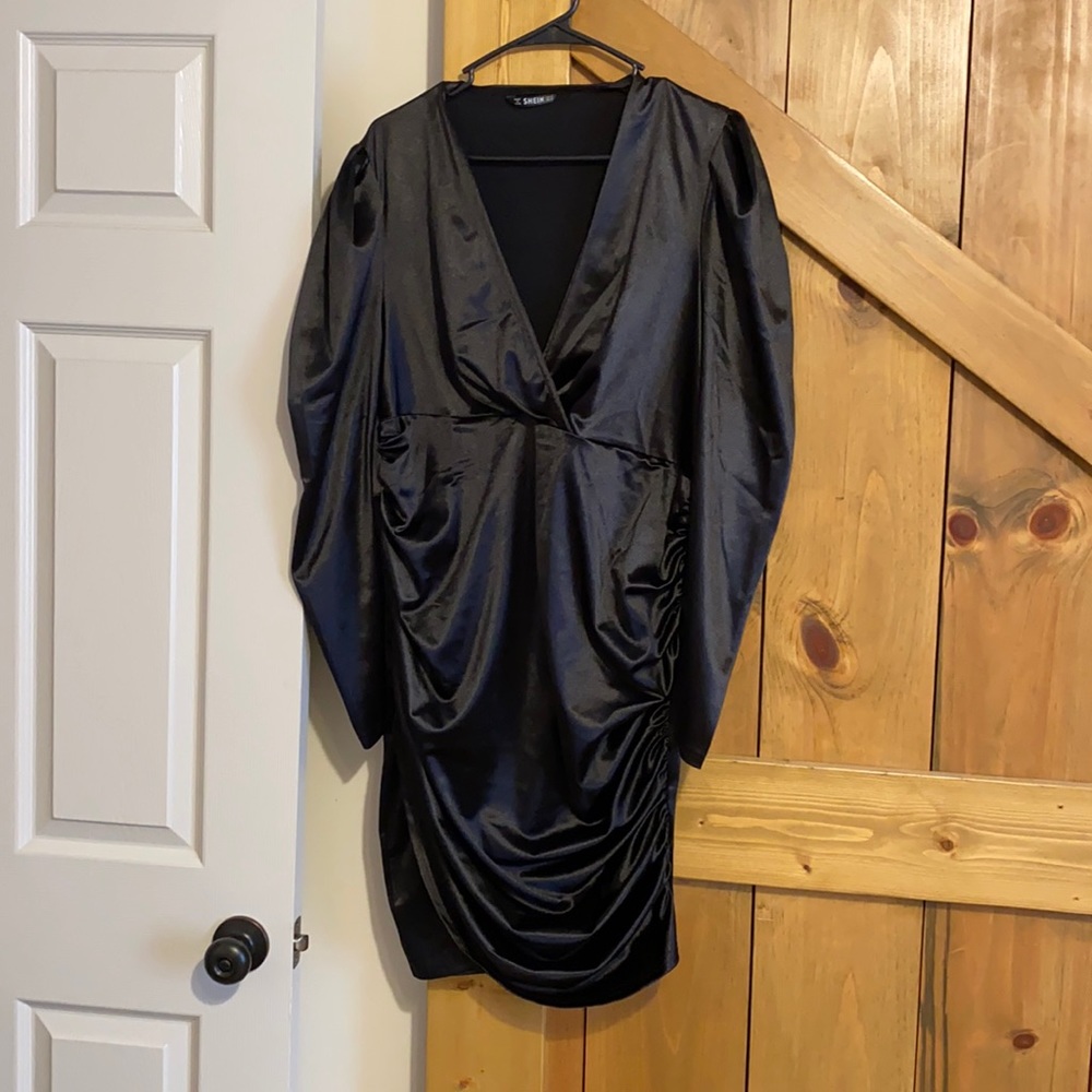 Shein Black Satin Dress